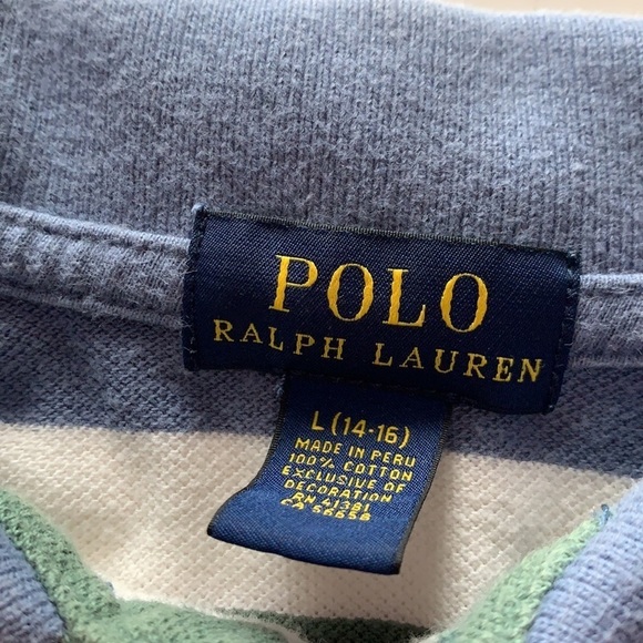 Polo Ralph Lauren Striped Collared Short sleeve shirt Large boy size large - Picture 2 of 4